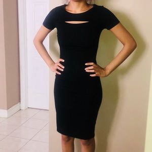Black midi dress with front detail